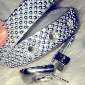 - Shrimp pearl trendy silver belt m-xl texture vintage throwback style